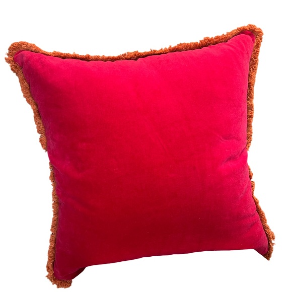 Made In India NWT Stunning Red Velour Black Gold Embroidered Accent Pillow - Picture 5 of 8